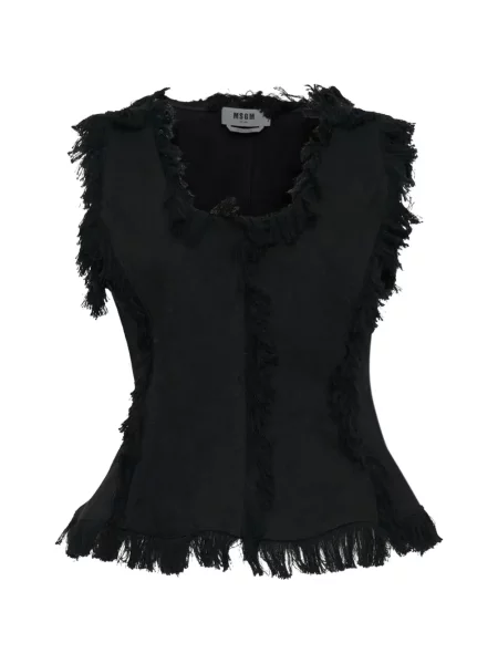 Top Msgm cu franjuri fără mâneci negru
