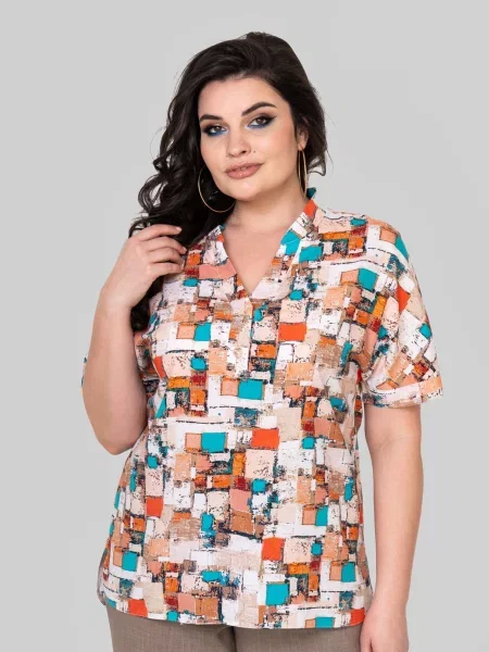 Блуза All Posa беж/меланж/помаранчевий віскоза/модал помаранчева