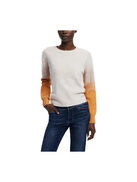 Dzianinowy wielobarwność sweter Desigual beżowy