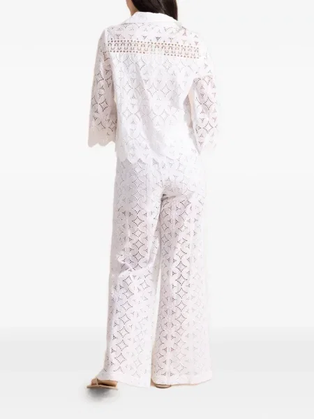 Pantaloni Temptation Positano ajurate alb