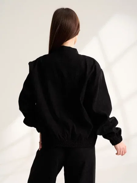 Бомбер ISSA Plus вельвет чорний