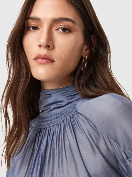 Блузка з додаванням шовку AllSaints PEARLA однотонна фіолетовий