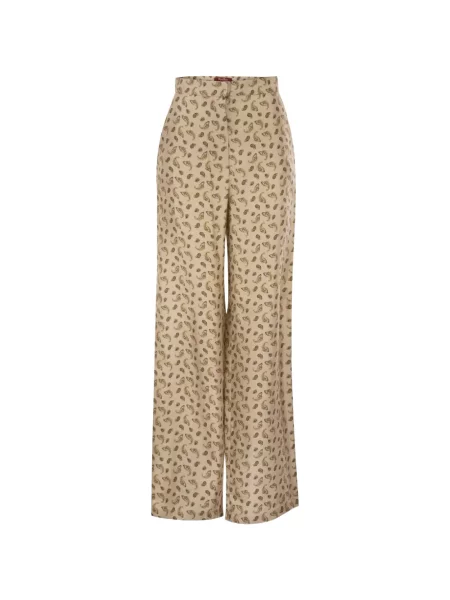 Pantaloni palazzo Max Mara de mătase cu imagine cu model paisley
