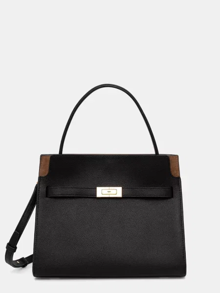 Tory Burch crossbody torbica usnjena Lee Radziwill črna