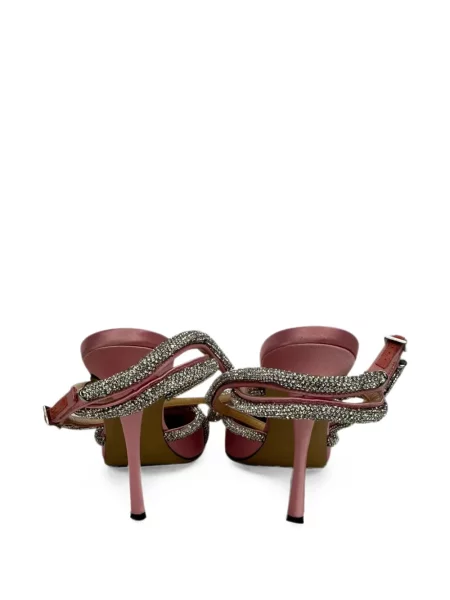 Pantofi cu toc Mach & Mach cu funde cu bretele roz
