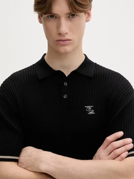 Filling Pieces póló Fine Knit Polo fekete