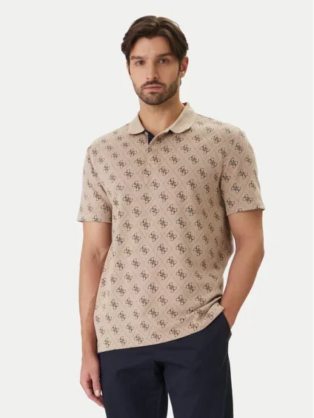 Guess Tricou polo Bej gri