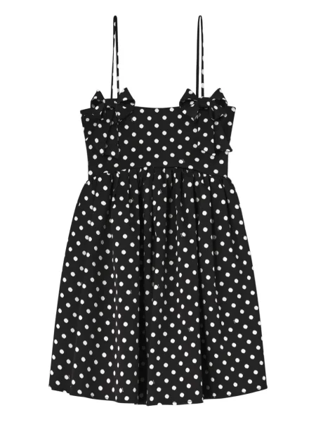 Rochie mini Ganni cu funde cu buline de costum negru