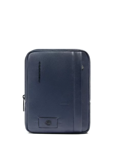 Geantă crossbody Piquadro cu autograf albastru