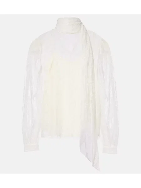 Prozorna bluza Gucci s cvetličnim vzorcem bela