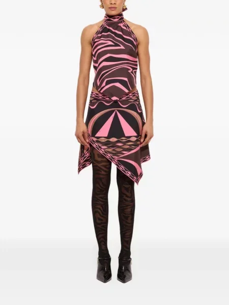 Top Pucci de mătase cu imagine negru