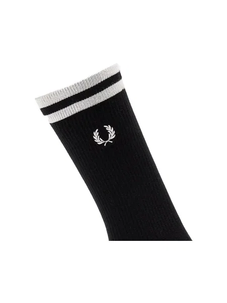 Șosete FRED PERRY Tipped Sports Sock Black/ Snow White alb