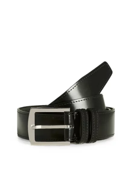 Cu centură curea Kiton din piele negru