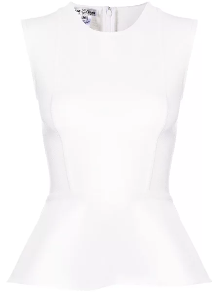 Bluzka Herve L. Leroux bez rękawów z baskinką biała