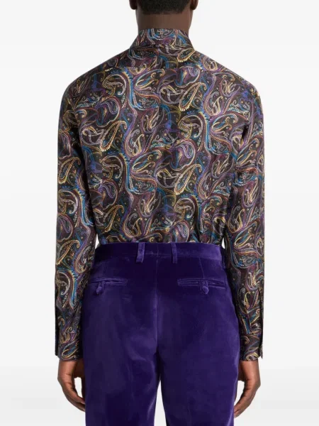 Cămașă Etro de mătase cu imagine cu model paisley negru
