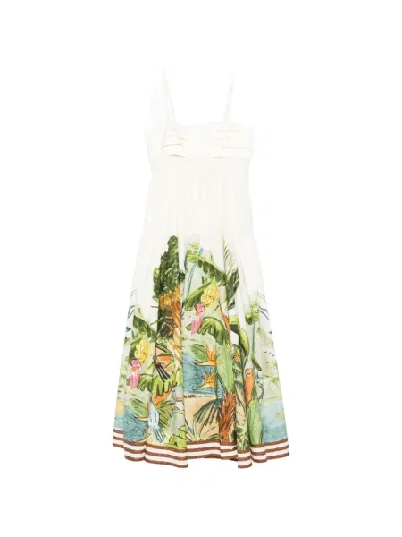 Rochie midi Alemais până la genunchi de costum cu bretele alb