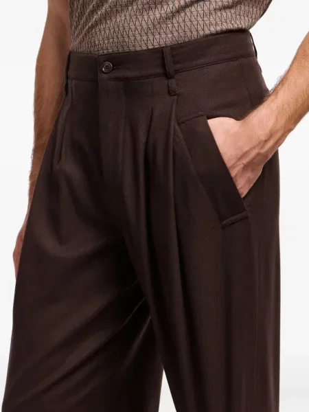 Pantaloni Giorgio Armani de lână plisate maro