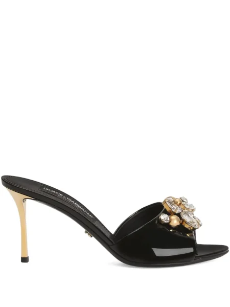 Papuci tip mules Dolce & Gabbana de cristal negru