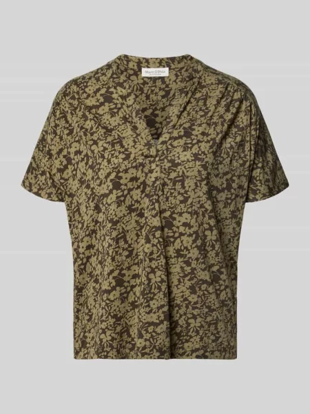 T-shirt o kroju regular fit z czystej bawełny Marc O'polo oliwkowa
