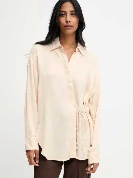 Классическая ошейниковый рубашка Answear.lab бежевая
