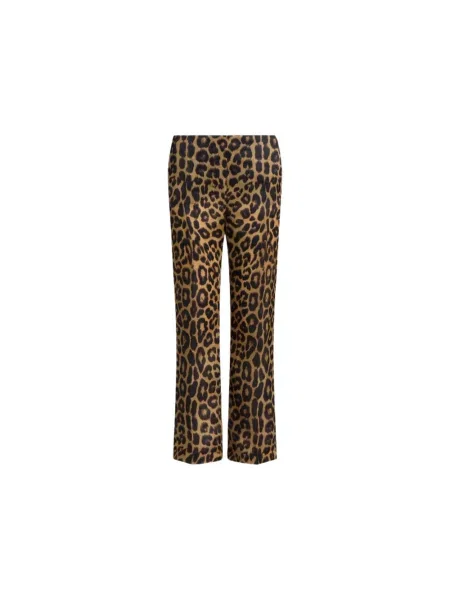 Proste spodnie Alberta Ferretti w panterkę z organzy brązowe