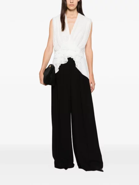 Top Alberta Ferretti cu volane alb