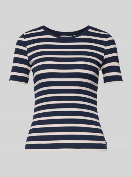 T-shirt o kroju slim fit z mieszanki bawełny Tom Tailor Denim granatowa