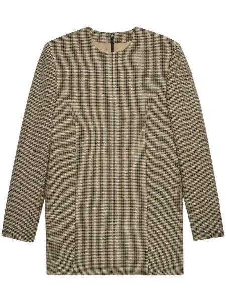 Rochie maxi Ami Paris în carouri cu imagine lungă
