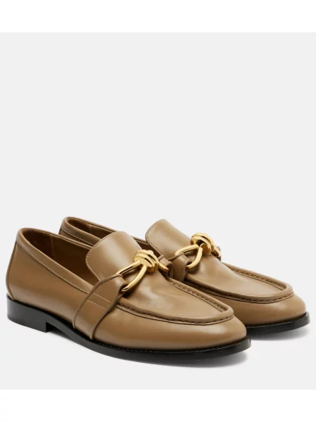 Pantofi loafer Bottega Veneta din piele verde