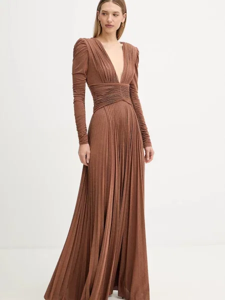 Haljina Elisabetta Franchi maxi širi se prema dolje smeđa