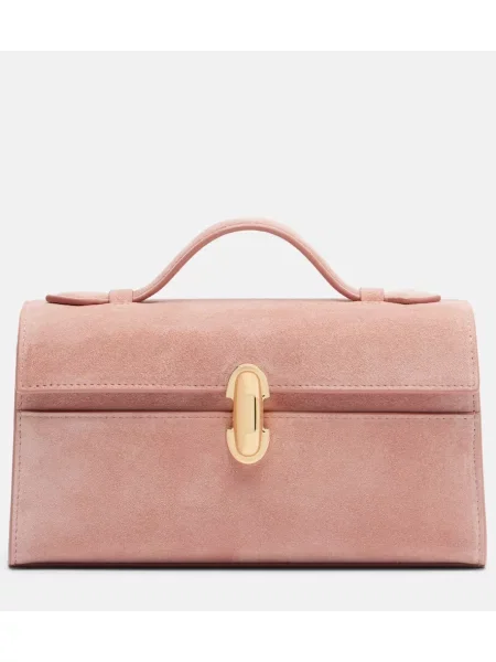 Geantă Savette din piele de căprioară roz