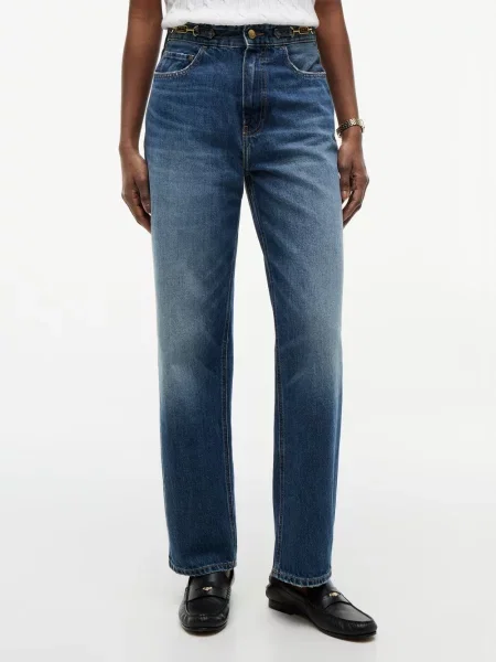 Jeansy o kroju tapered fit z czystej bawełny Tommy Hilfiger niebieskie