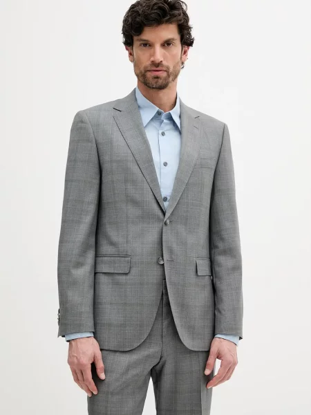 BOSS garnitur wełniany melanżowa szary