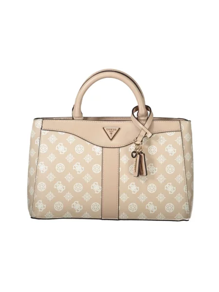 Lniana torebka Guess różowa