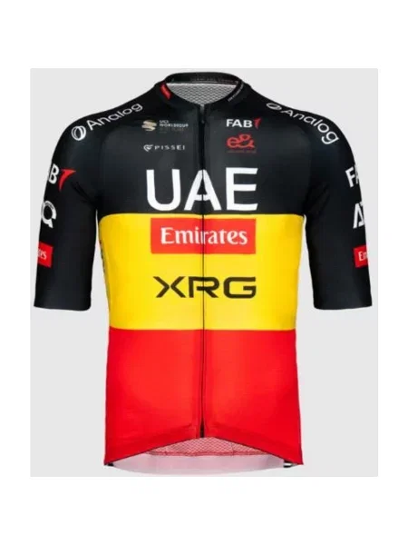 Koszulka rowerowa UAE Team Emirates XRG Replica Belgian National Champion krótki rękaw S biała