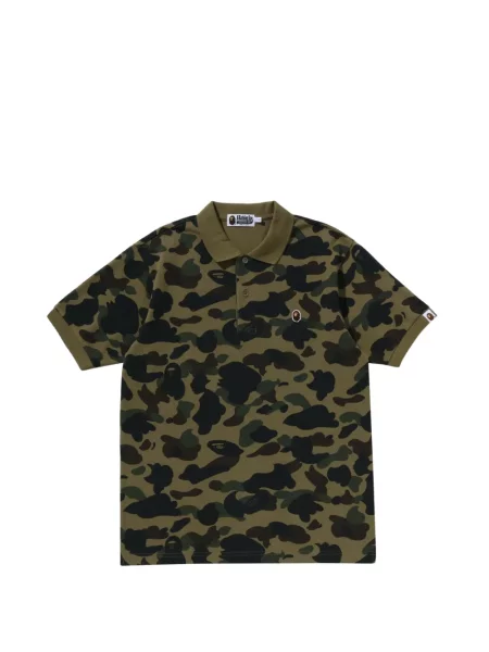 Tricou polo A Bathing Ape® cu imagine cu model camuflaj verde