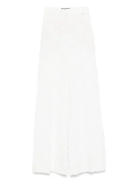 Pantaloni Nissa din jacard alb