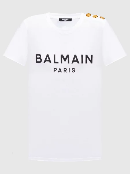 Футболка з принтом логотипа Balmain біла