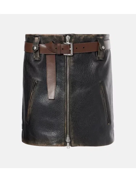 Fustă din piele Prada negru