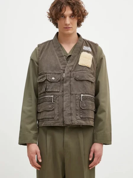 Kenzo vestă din Multipocket Gilet de tranzitie maro