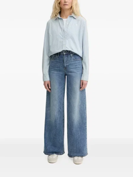 Curea Levi's® cu broderie cu cataramă cu dungi albastru