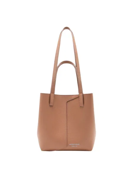 Emporio Armani torebka shopper skórzana brązowa