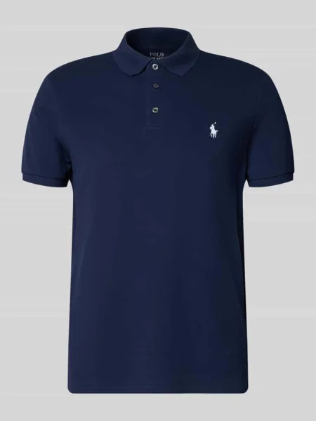 Costum krój slim fit koszulka polo z mieszanka bawełny Polo Ralph Lauren granatowa