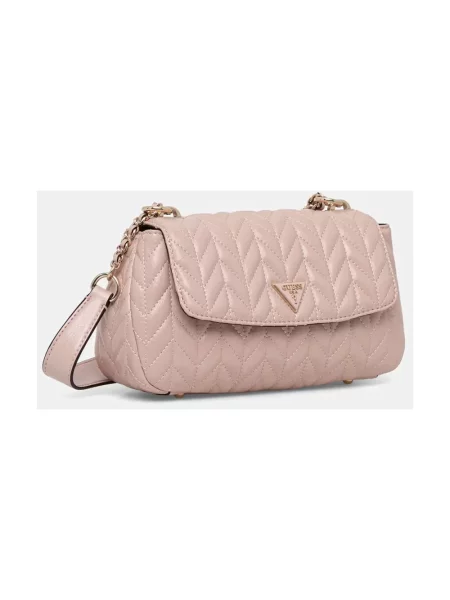 Guess torebka bagietka z imitacji skóry CHERYL różowa