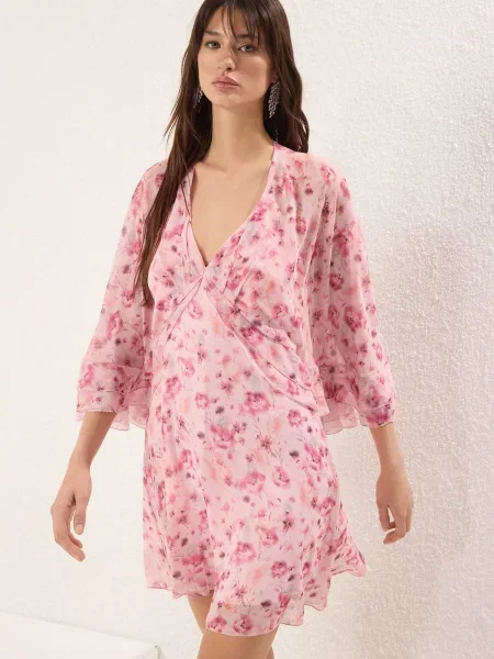 Trendyol Rochie portocaliu / roz / roz închis negru