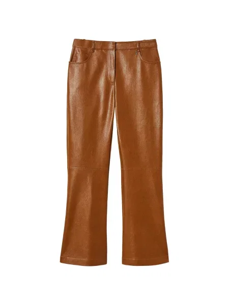 Pantaloni Twinset din piele evazate maro