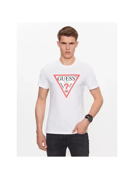 Guess Majica Slim Fit bela