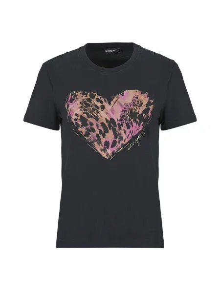 Majica Desigual s kratkimi rokavi s tigrastim vzorcem črna