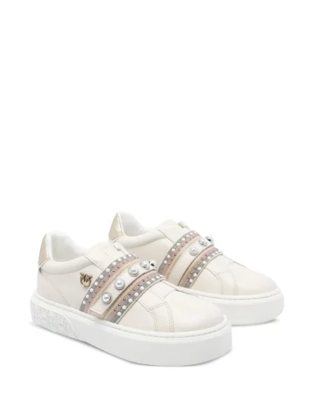 Маратонки Pinko с перли на платформе бяло