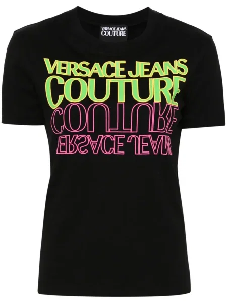 Koszulka Versace Jeans Couture z nadrukiem czarna